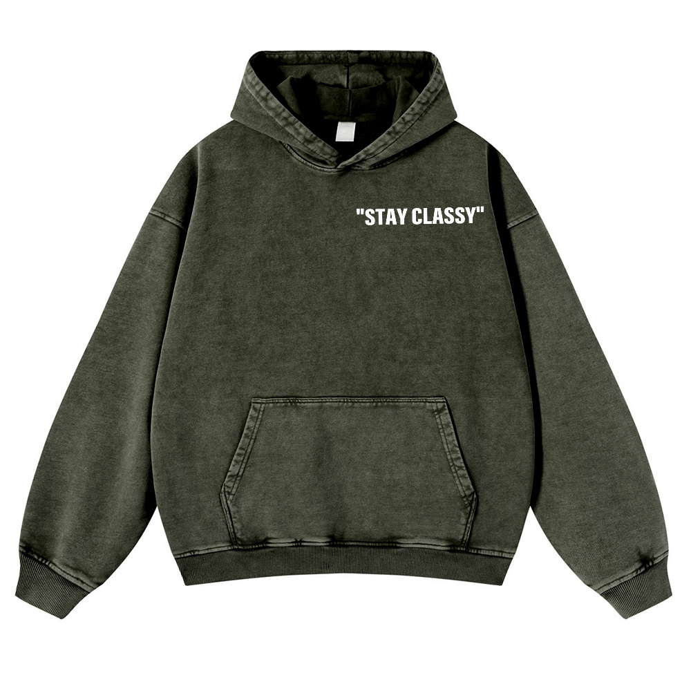 Stay Classy Bird Vintage Washed Cotton Back Art Hoodie