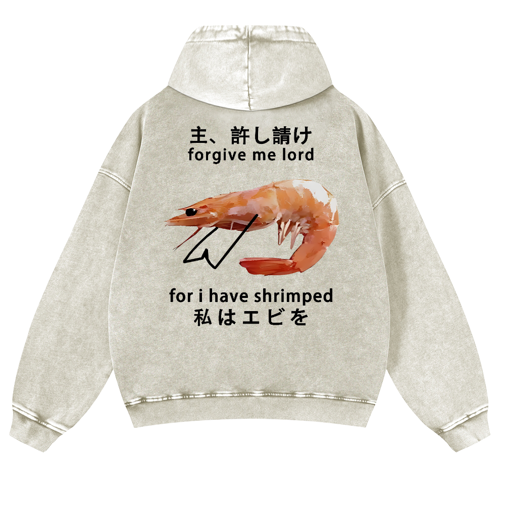 Shrimp Vintage Washed Cotton Back Art Hoodie