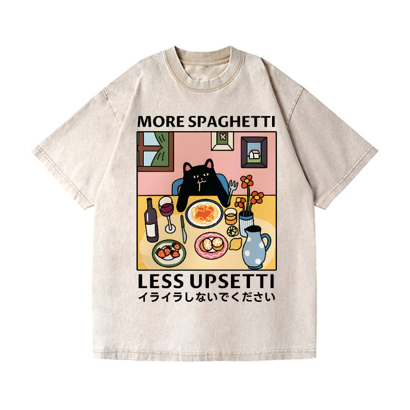 Spaghetti Cat Vintage Wash Japanese Design T-Shirt