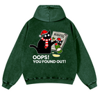 Cat Oops! You Found Out! Vintage Washed Cotton Back Art Hoodie