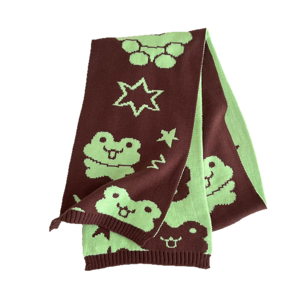 Frog Double-Sided Knitted Scarf