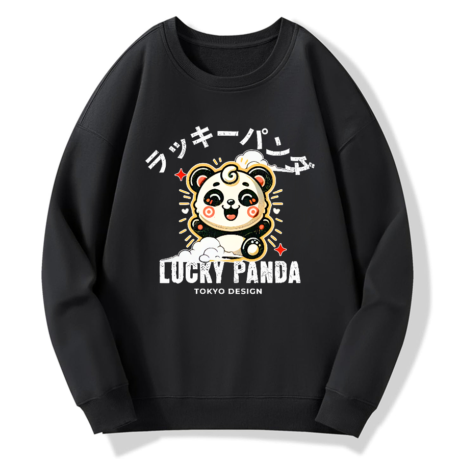 Lucky Panda Cotton Pullover Sweatshirt
