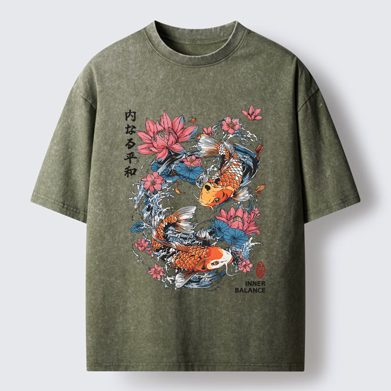 Unisex Koi Serenity Washed T-Shirt