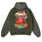 Ramen Octopus Vintage Washed Cotton Back Art Hoodie