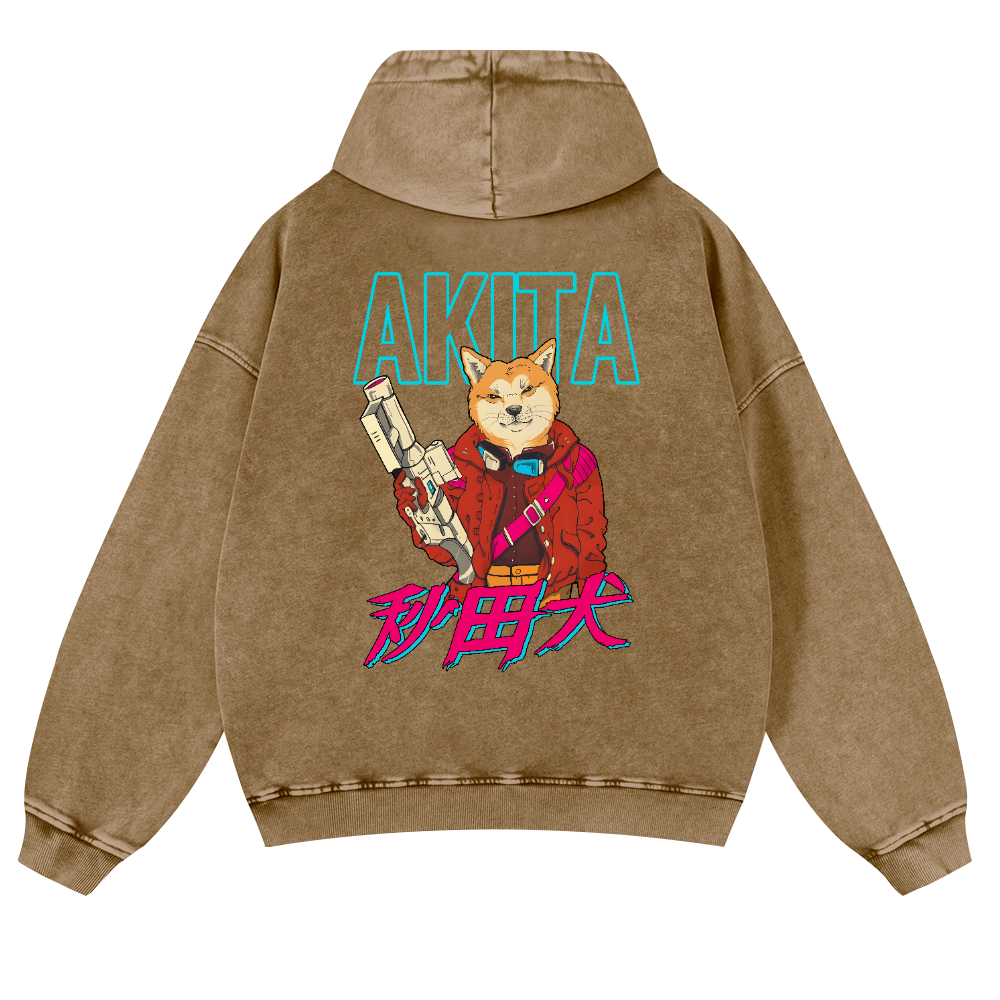 Akita Vintage Washed Cotton Back Art Hoodie