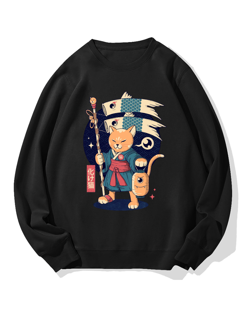 Japanese Cat Cotton Sweatshirt
