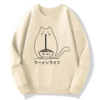 Ramen Cat Cotton Pullover Sweatshirt