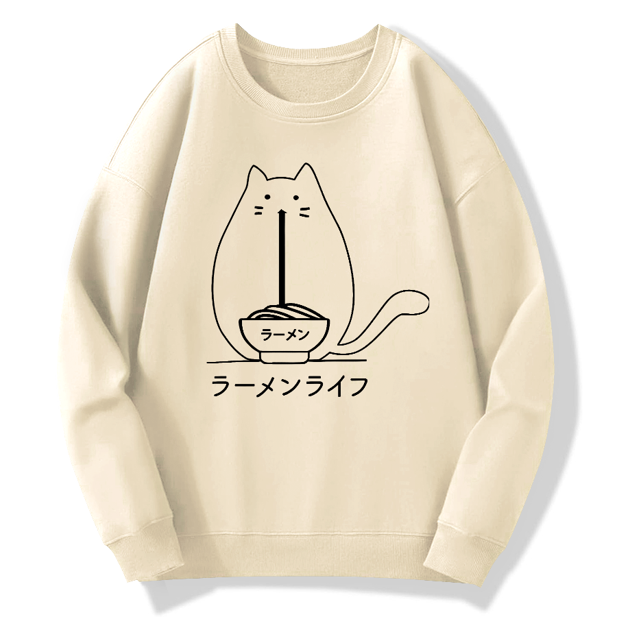 Ramen Cat Cotton Pullover Sweatshirt