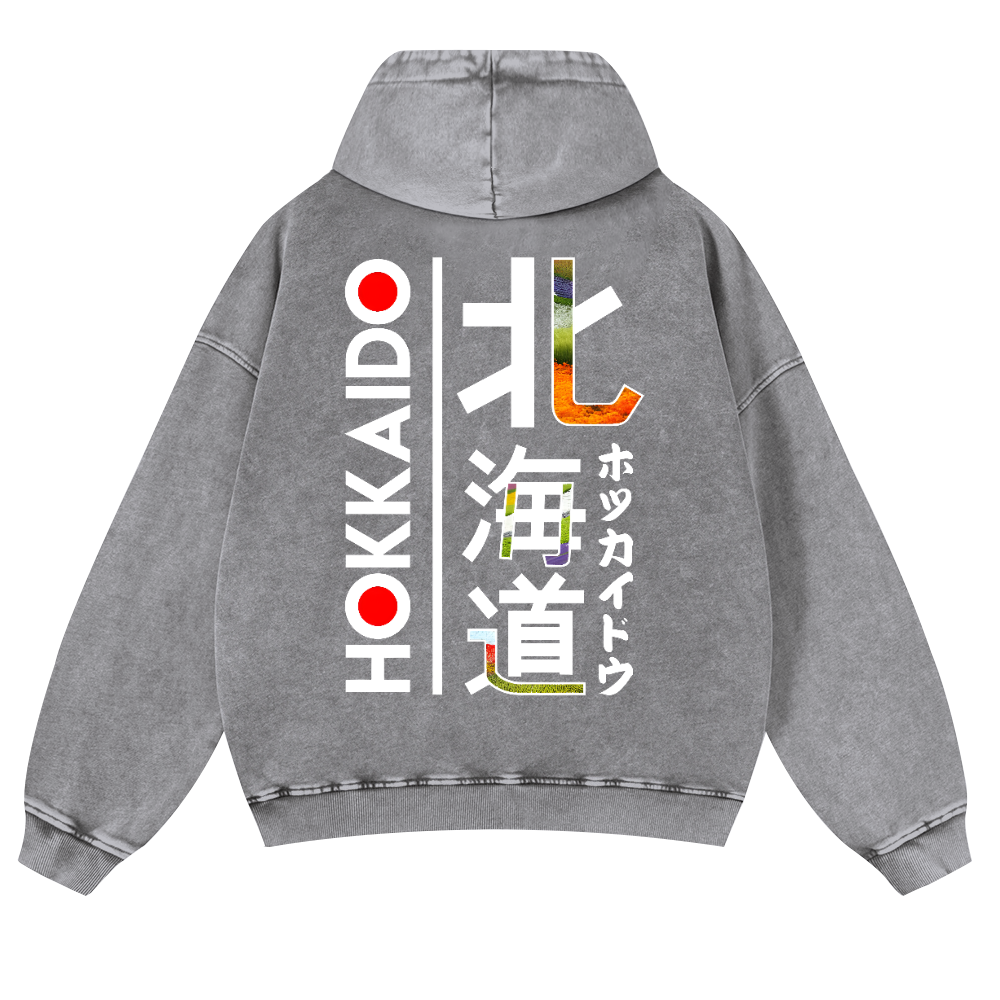 Hokkaido Vintage Washed Cotton Back Art Hoodie