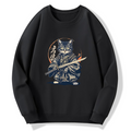 Samurai Cat Retro Ukiyo-e Painting Cotton Pullover Sweatshirt