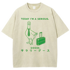 Unisex Goose Printed Washed Tee