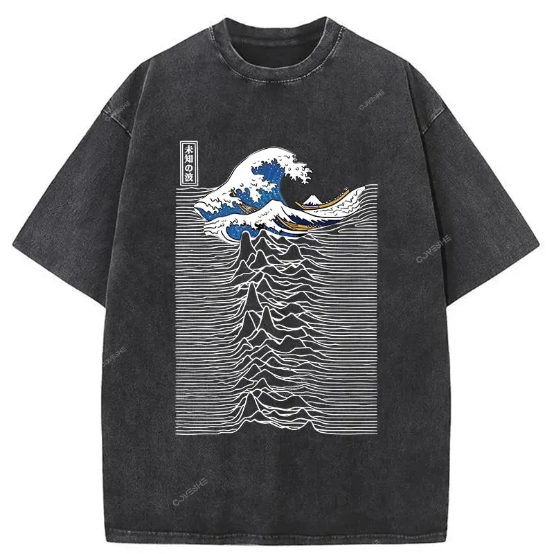 Music And Waves Washed T-Shirt