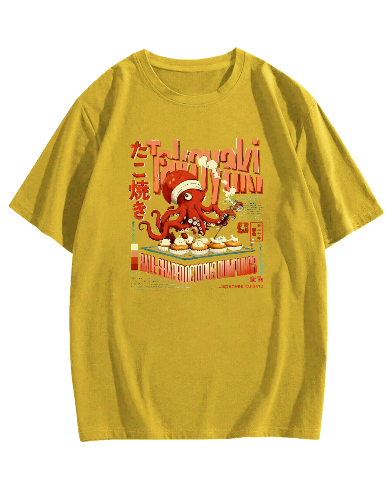 Amare Box Octopus BBQ Japanese style Cotton casual T-shirt