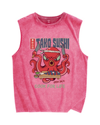 Tako Sushi Octopus Vintage Distressed Washed Tank Top