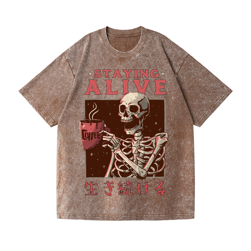 Staying Alive Vintage Wash Japanese Design T-Shirt