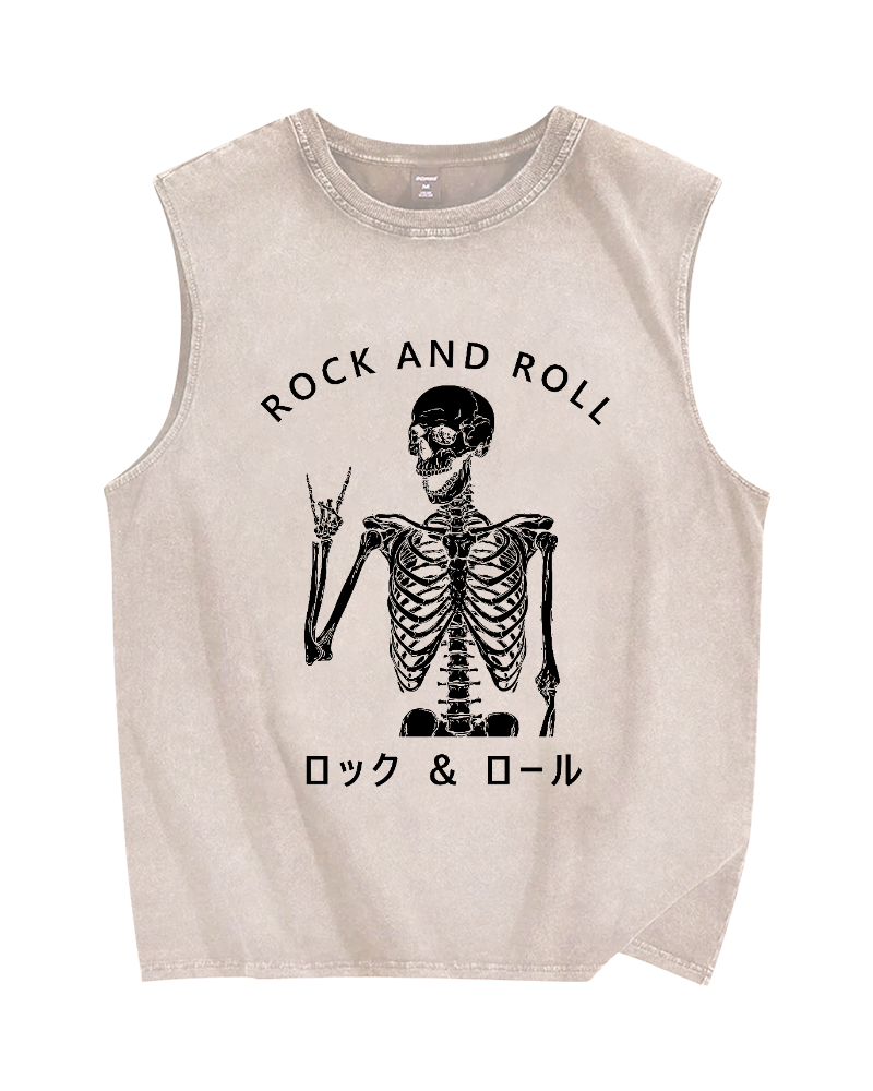 Rock & Roll Vintage Distressed Washed Tank Top