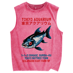 Tokyo Aquarium Japanese Vintage Distressed Washed Tank Top