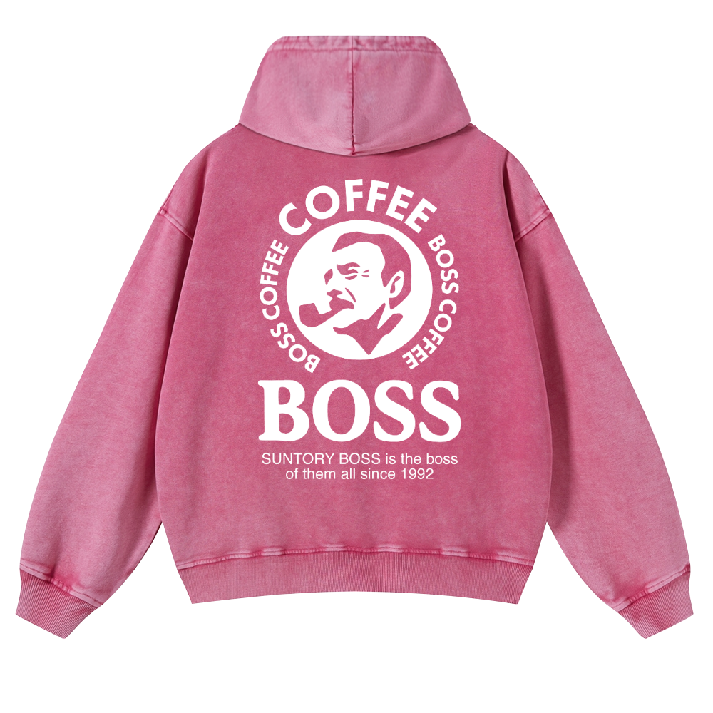 Coffee Boss Vintage Washed Cotton Back Art Hoodie