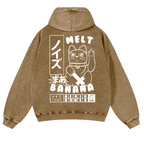 Cat Vintage Washed Cotton Back Art Hoodie
