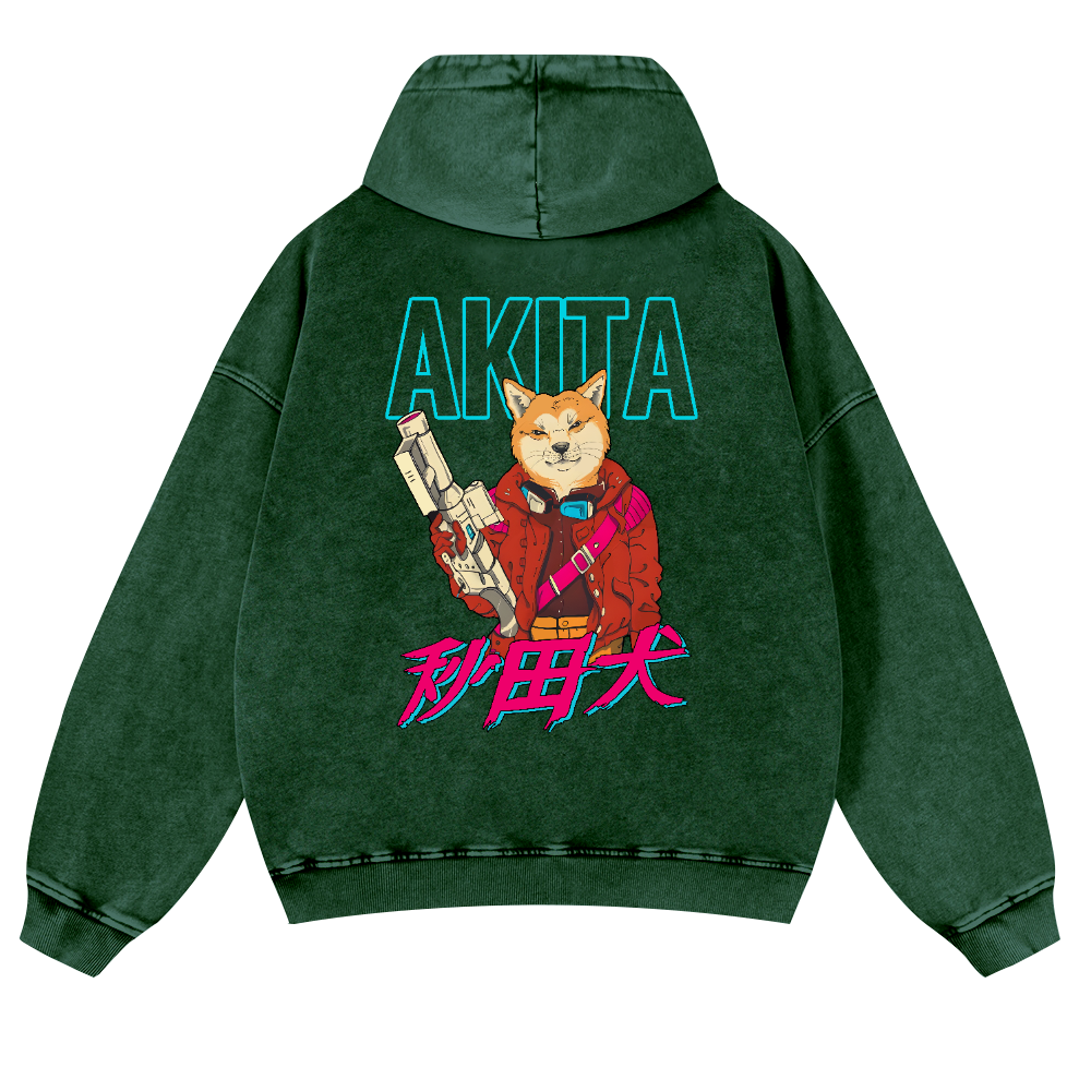 Akita Vintage Washed Cotton Back Art Hoodie