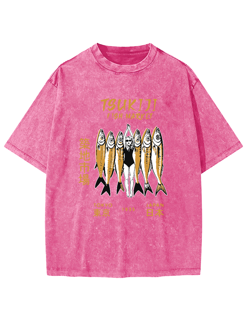 Tokyo Seafood Tsukiji Market Vintage Washed T-shirt