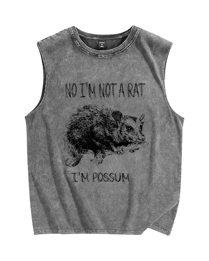 Possum Vintage Distressed Washed Tank Top