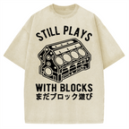 Funny Still Plays With Blocks Vintage Washed T-shirt