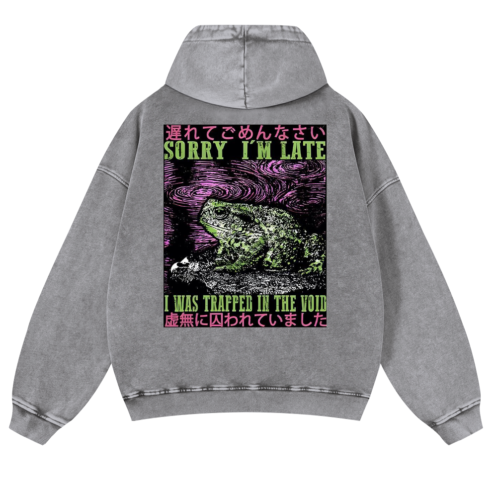 Frog's Void Excuse Vintage Washed Cotton Back Art Hoodie