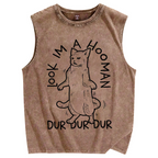 Dancing Cat Vintage Distressed Washed Tank Top