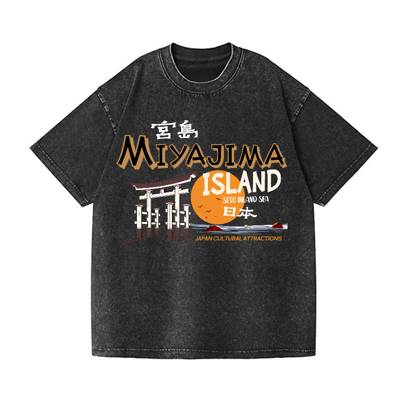 Hiroshima Miyajima Island Vintage Wash Japanese Design T-Shirt