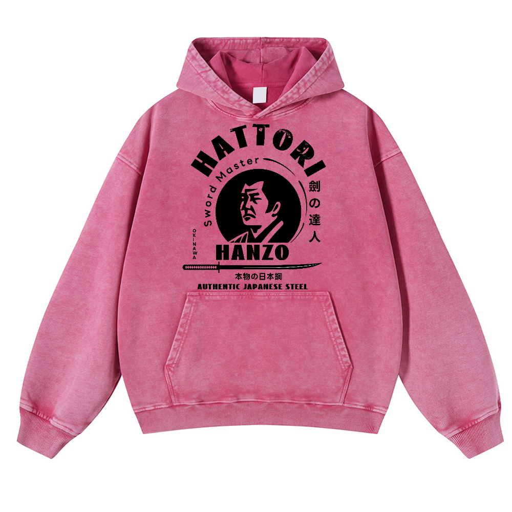 Okinawa Hattori Hanzo Vintage Washed Thick Cotton Hoodie