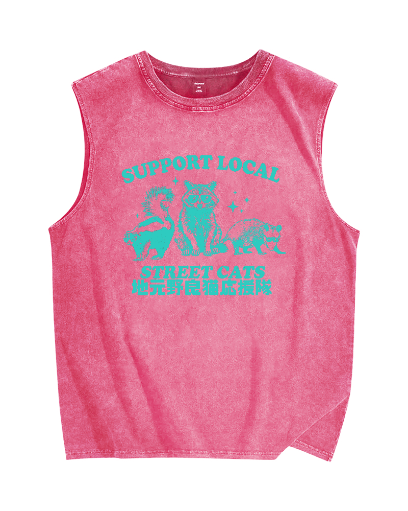 Support local street cats Vintage Distressed Washed Tank Top