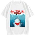 Free Shark Hug Cotton casual T-shirt