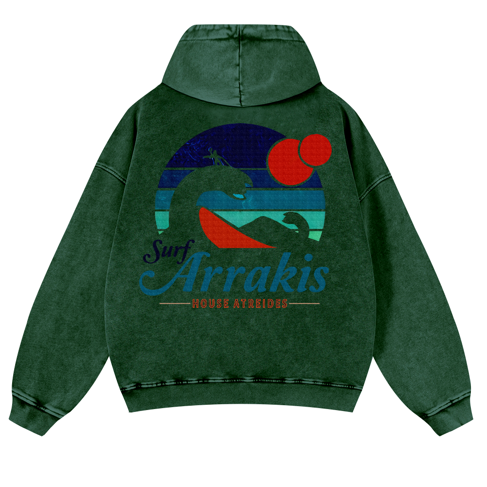 Surf Arrakis Vintage Washed Cotton Back Art Hoodie