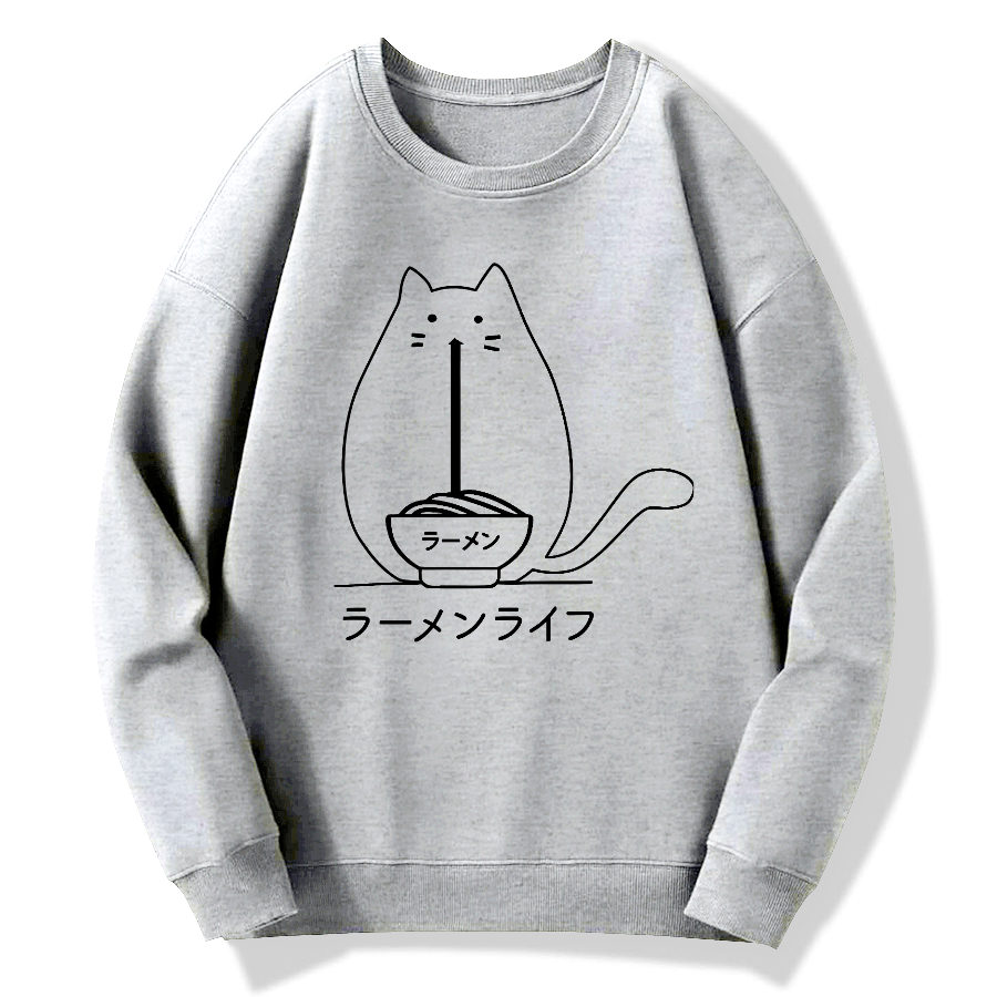 Ramen Cat Cotton Pullover Sweatshirt