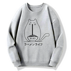 Ramen Cat Cotton Pullover Sweatshirt