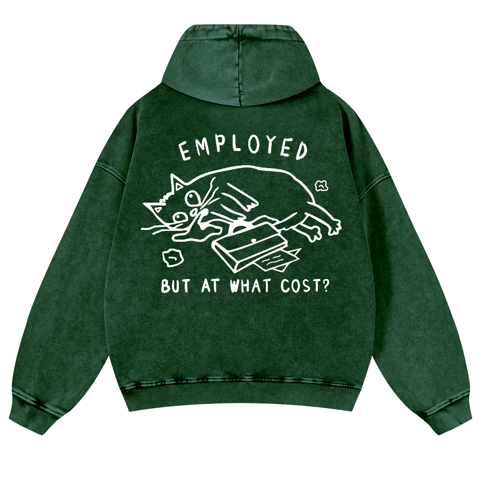 Cat Vintage Washed Cotton Back Art Hoodie