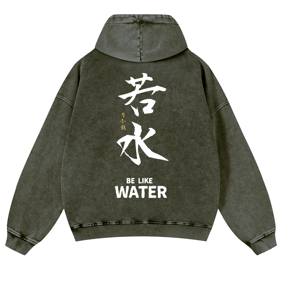 Bruce Lee Water Vintage Washed Cotton Back Art Hoodie