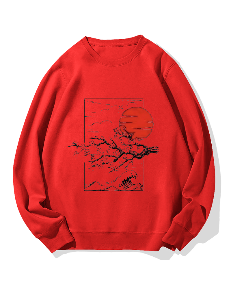 Japanese Sakura & hinomaru Cotton Sweatshirt