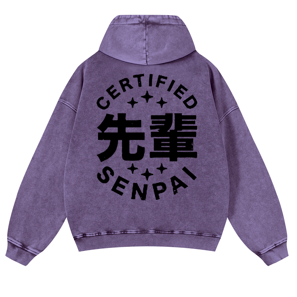 Certified Senpai Vintage Washed Cotton Back Art Hoodie