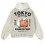 Sushi Vintage Washed Cotton Back Art Hoodie