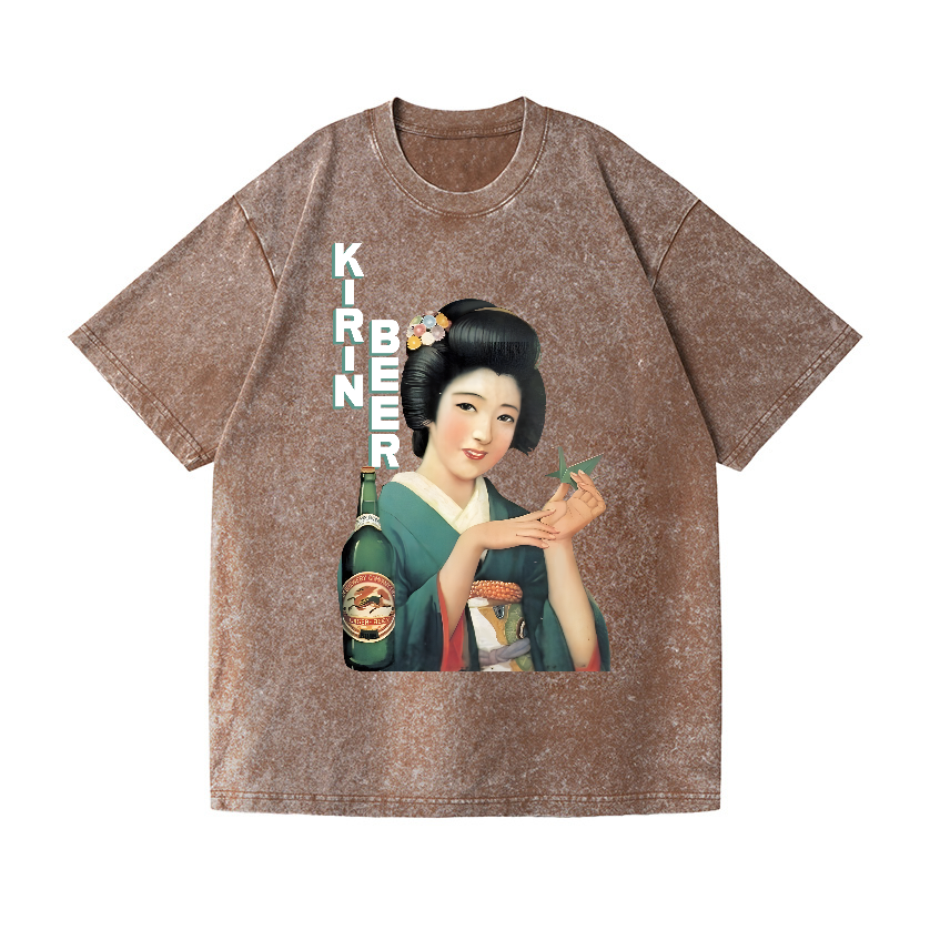 Kirin Beer Vintage Wash Japanese Design T-Shirt
