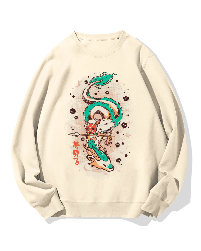 Japanese White Dragon Cotton Sweatshirt
