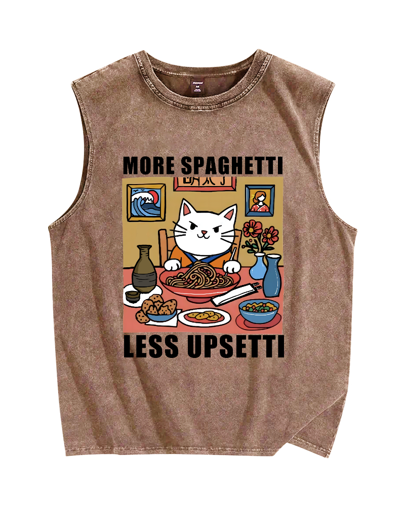 More Spaghetti Less Upsetti Vintage Distressed Washed Tank Top