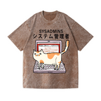 Sysadmins Cat Vintage Wash Japanese Design T-Shirt
