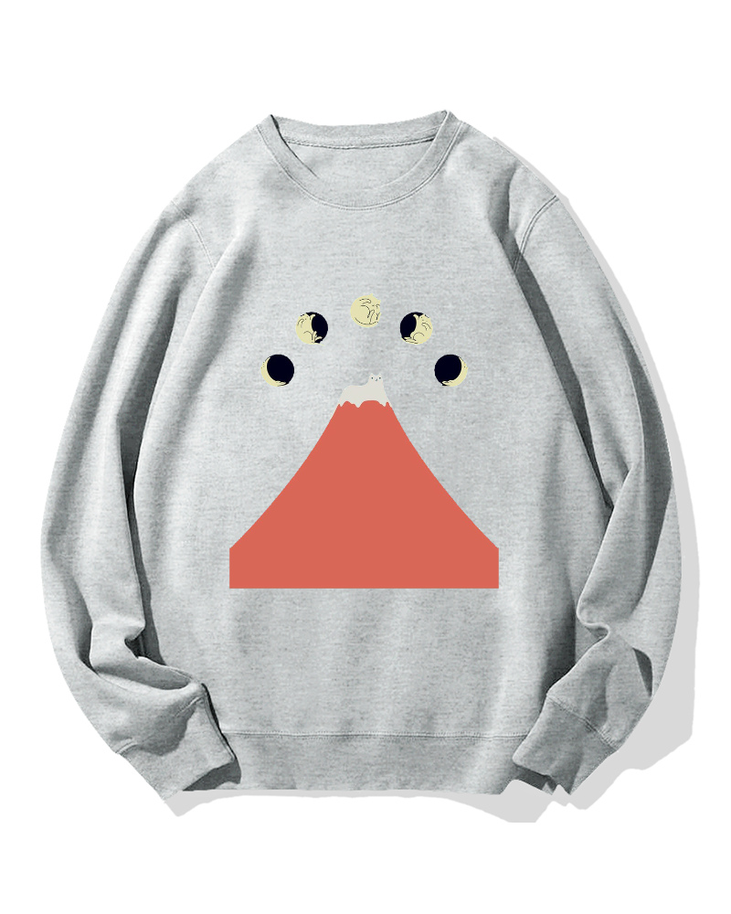 Fuji Mountain Cat Moon Cotton Sweatshirt