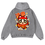 Daruma Vintage Washed Cotton Back Art Hoodie