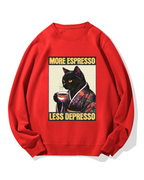 Kimono Coffee Cat Cotton Sweatshirt