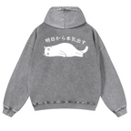 Cat Vintage Washed Cotton Back Art Hoodie