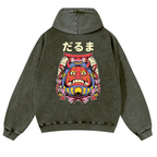 Daruma Vintage Washed Cotton Back Art Hoodie